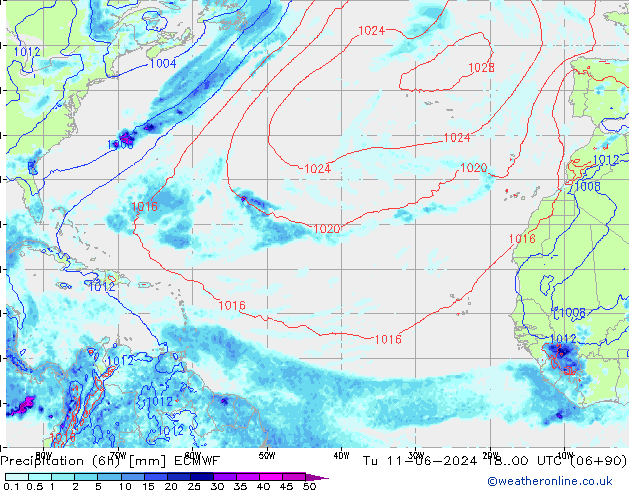 Z500/Rain (+SLP)/Z850 ECMWF Ter 11.06.2024 00 UTC