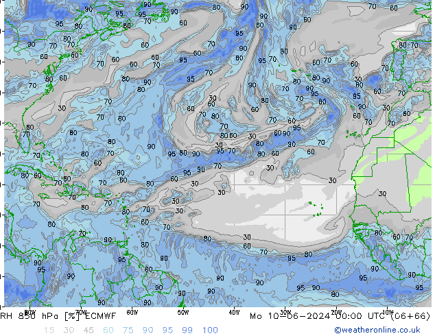 RH 850 hPa ECMWF Mo 10.06.2024 00 UTC