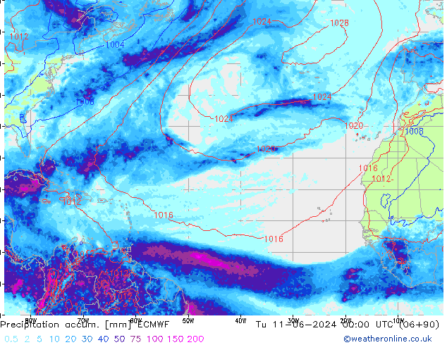 Totale neerslag ECMWF di 11.06.2024 00 UTC