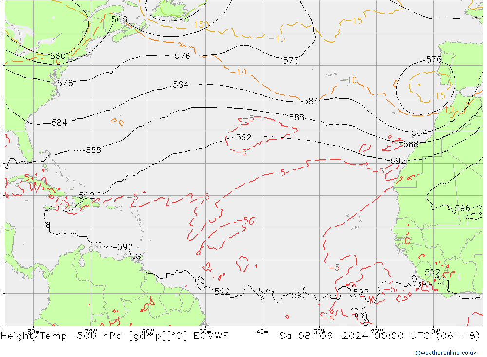 Z500/Rain (+SLP)/Z850 ECMWF сб 08.06.2024 00 UTC