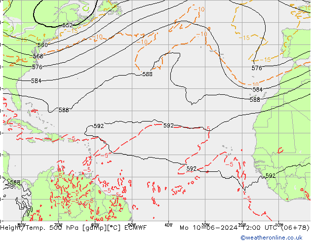 Z500/Rain (+SLP)/Z850 ECMWF Mo 10.06.2024 12 UTC