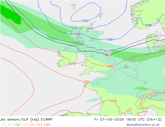 Jet stream/SLP ECMWF Pá 07.06.2024 18 UTC