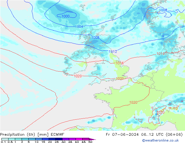 Z500/Rain (+SLP)/Z850 ECMWF  07.06.2024 12 UTC