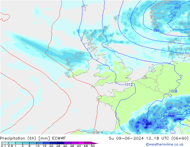 Z500/Rain (+SLP)/Z850 ECMWF Su 09.06.2024 18 UTC