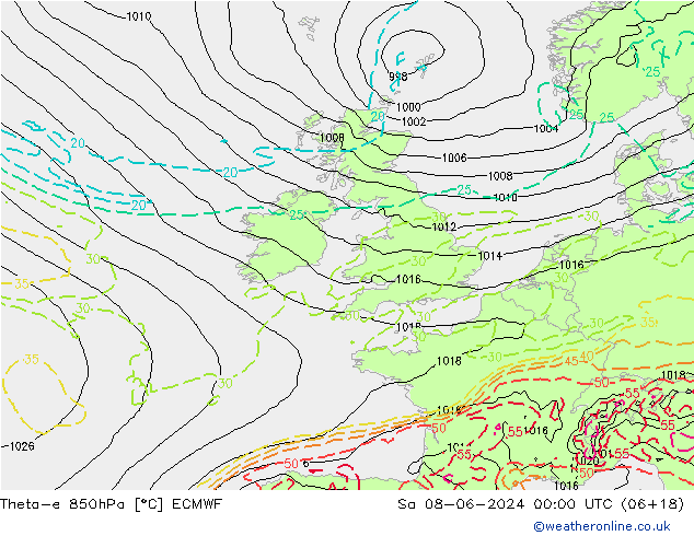 Theta-e 850hPa ECMWF  08.06.2024 00 UTC