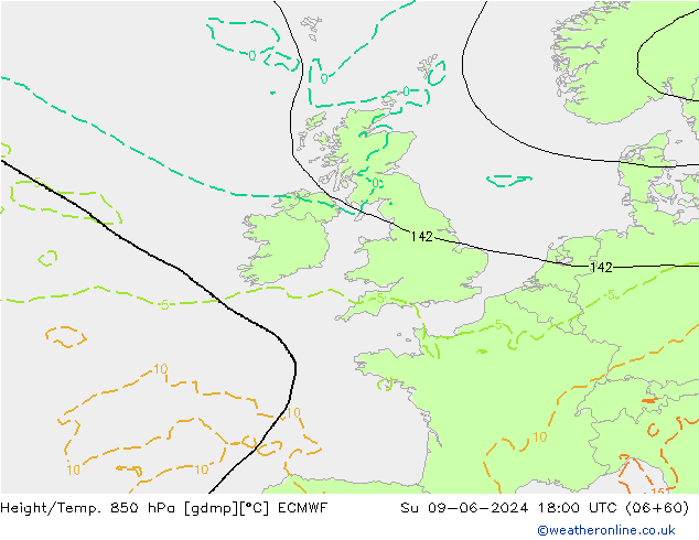 Z500/Rain (+SLP)/Z850 ECMWF Su 09.06.2024 18 UTC