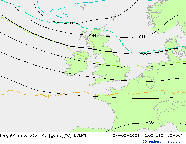 Z500/Rain (+SLP)/Z850 ECMWF  07.06.2024 12 UTC