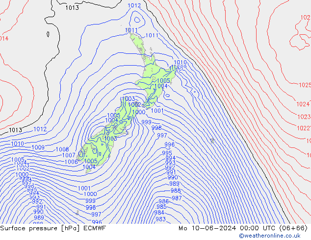 Surface pressure ECMWF Mo 10.06.2024 00 UTC