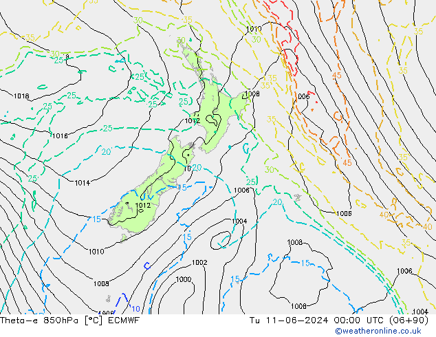 Theta-e 850hPa ECMWF mar 11.06.2024 00 UTC