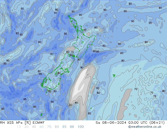 RH 925 hPa ECMWF Sa 08.06.2024 03 UTC