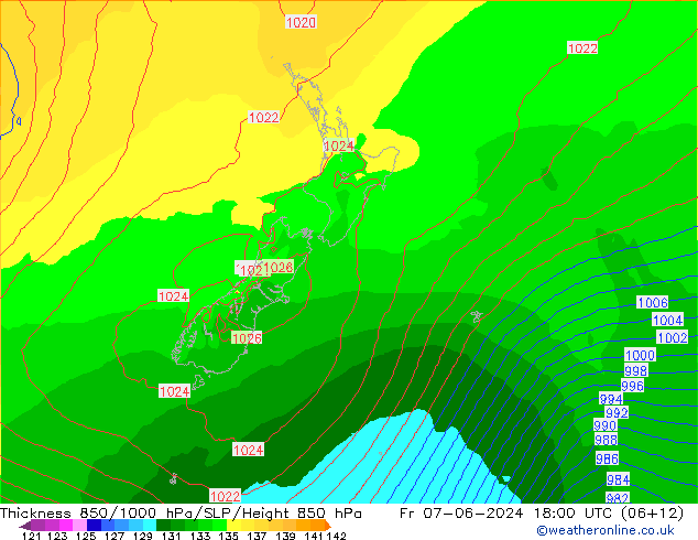 Thck 850-1000 hPa ECMWF Fr 07.06.2024 18 UTC