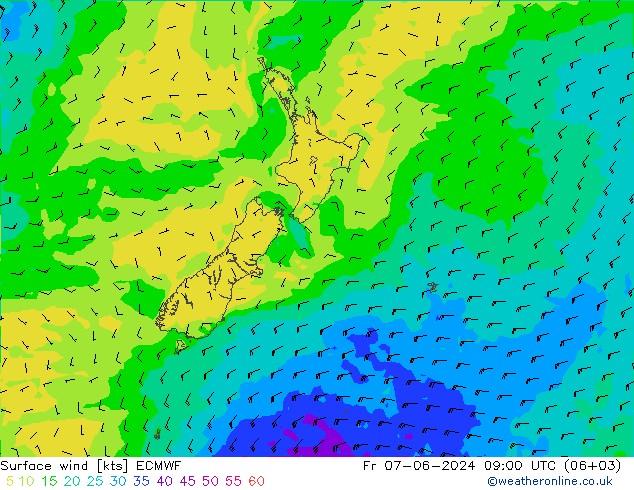 Surface wind ECMWF Fr 07.06.2024 09 UTC