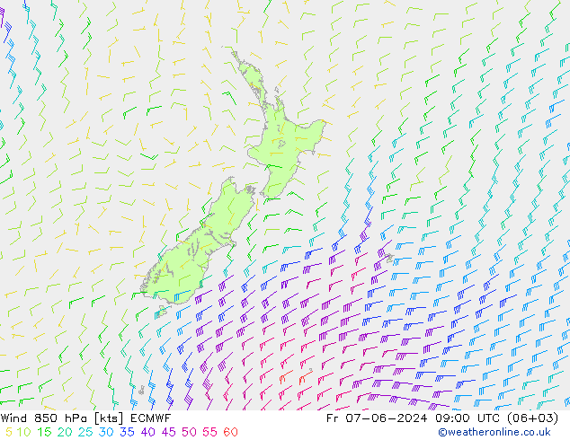 Wind 850 hPa ECMWF Fr 07.06.2024 09 UTC