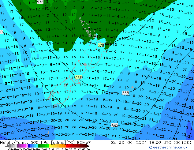 Z500/Rain (+SLP)/Z850 ECMWF sab 08.06.2024 18 UTC