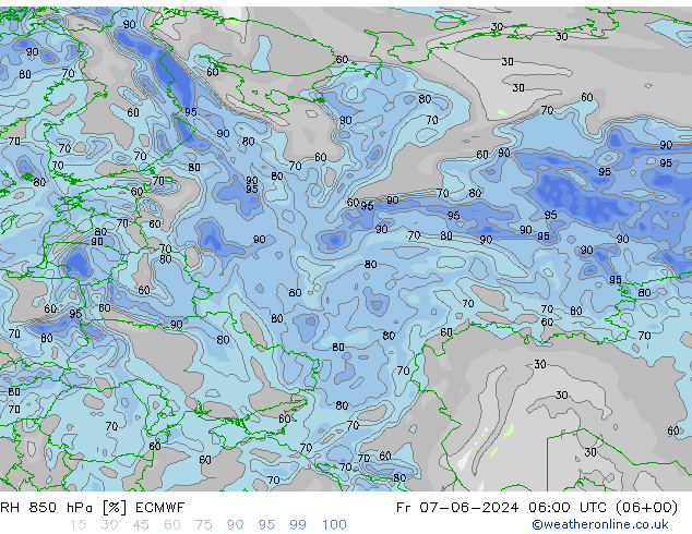 RH 850 hPa ECMWF Fr 07.06.2024 06 UTC