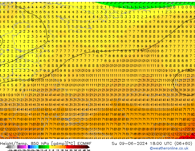 Z500/Rain (+SLP)/Z850 ECMWF So 09.06.2024 18 UTC