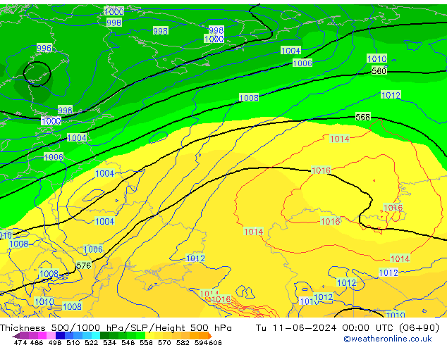 Thck 500-1000hPa ECMWF  11.06.2024 00 UTC