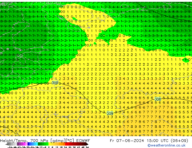 Height/Temp. 700 hPa ECMWF pt. 07.06.2024 15 UTC