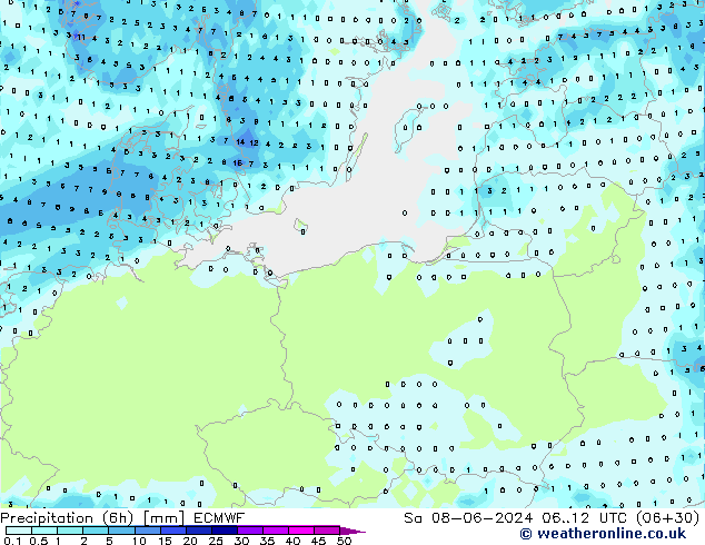 Z500/Rain (+SLP)/Z850 ECMWF Sa 08.06.2024 12 UTC