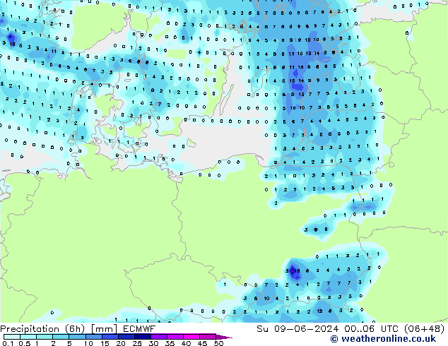 Z500/Rain (+SLP)/Z850 ECMWF dom 09.06.2024 06 UTC