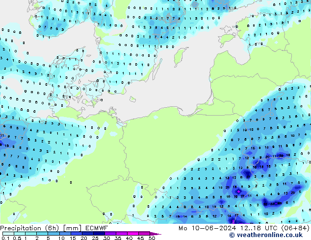 Z500/Rain (+SLP)/Z850 ECMWF pon. 10.06.2024 18 UTC