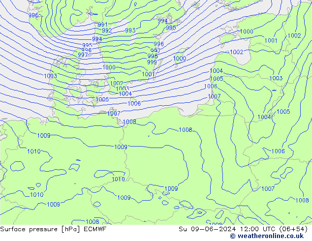 Surface pressure ECMWF Su 09.06.2024 12 UTC