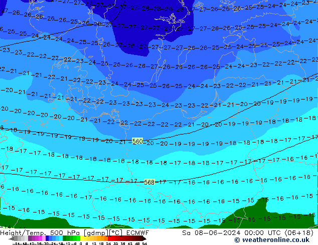 Z500/Rain (+SLP)/Z850 ECMWF so. 08.06.2024 00 UTC