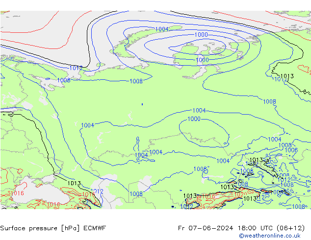 Yer basıncı ECMWF Cu 07.06.2024 18 UTC