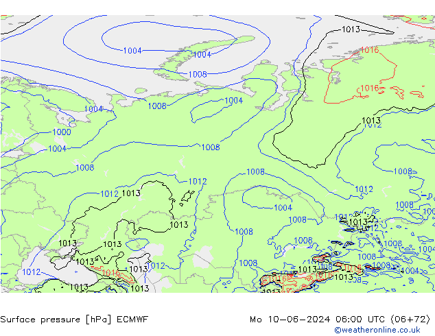 Yer basıncı ECMWF Pzt 10.06.2024 06 UTC