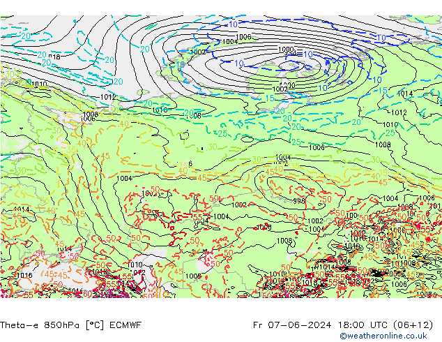 Theta-e 850hPa ECMWF vr 07.06.2024 18 UTC