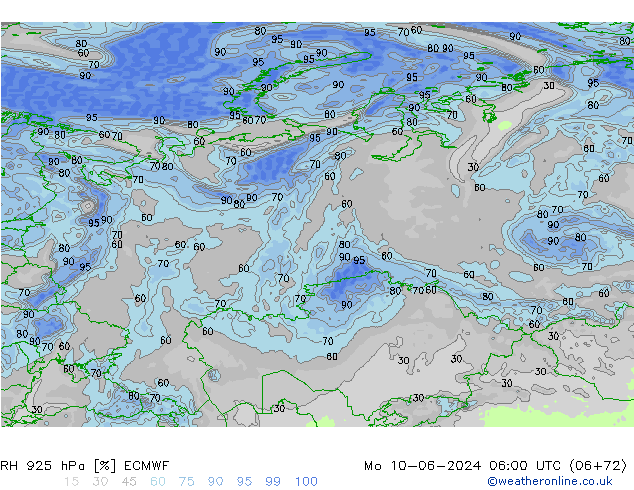 RH 925 hPa ECMWF Mo 10.06.2024 06 UTC