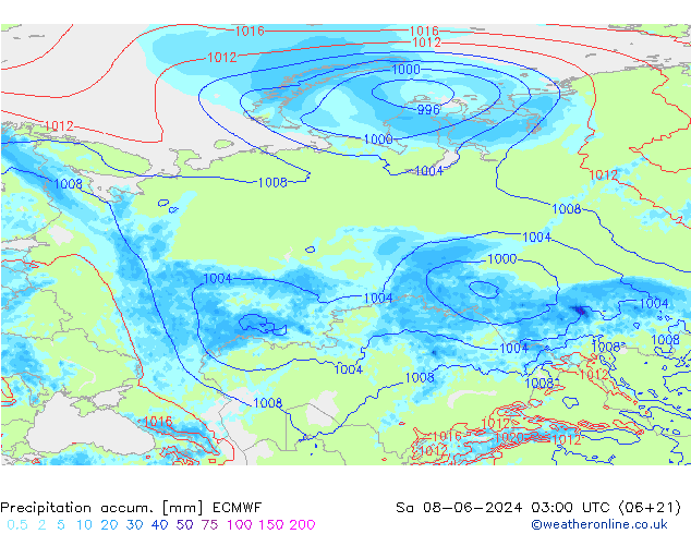 Totale neerslag ECMWF za 08.06.2024 03 UTC