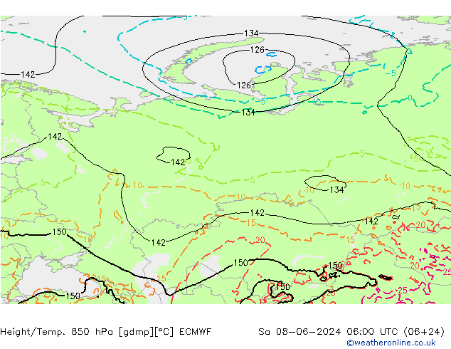 Z500/Rain (+SLP)/Z850 ECMWF Sa 08.06.2024 06 UTC