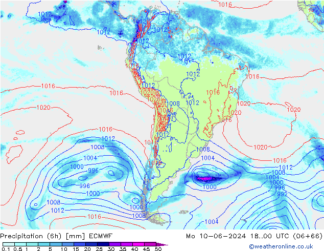 Z500/Rain (+SLP)/Z850 ECMWF Seg 10.06.2024 00 UTC