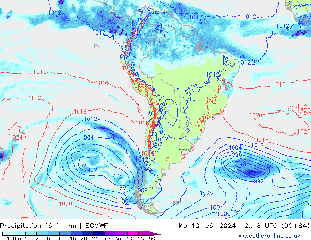 Z500/Rain (+SLP)/Z850 ECMWF пн 10.06.2024 18 UTC