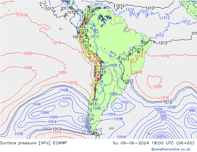 ciśnienie ECMWF nie. 09.06.2024 18 UTC