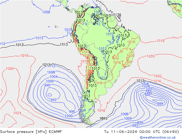 pression de l'air ECMWF mar 11.06.2024 00 UTC