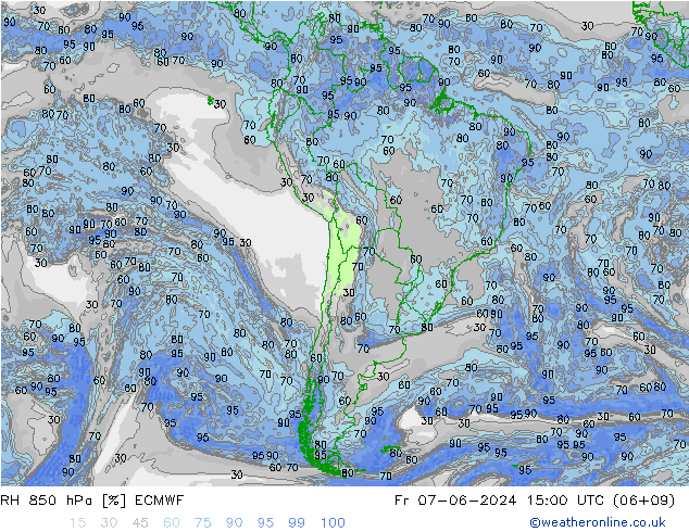 RH 850 hPa ECMWF Sex 07.06.2024 15 UTC