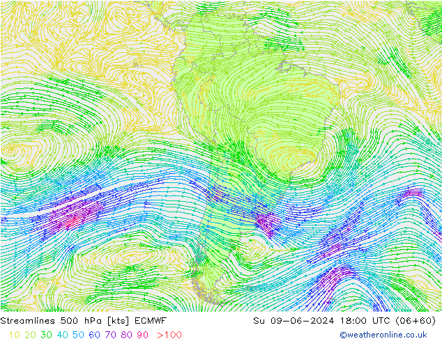 Streamlines 500 hPa ECMWF Ne 09.06.2024 18 UTC