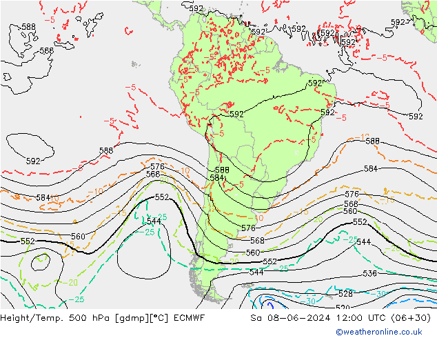 Z500/Yağmur (+YB)/Z850 ECMWF Cts 08.06.2024 12 UTC