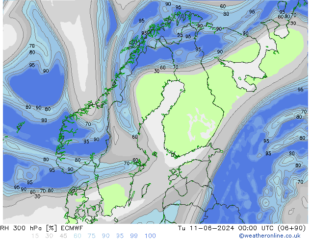 RV 300 hPa ECMWF di 11.06.2024 00 UTC