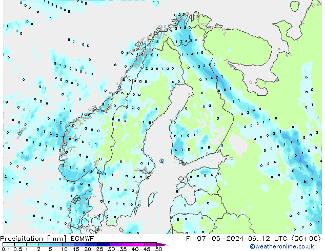 Niederschlag ECMWF Fr 07.06.2024 12 UTC