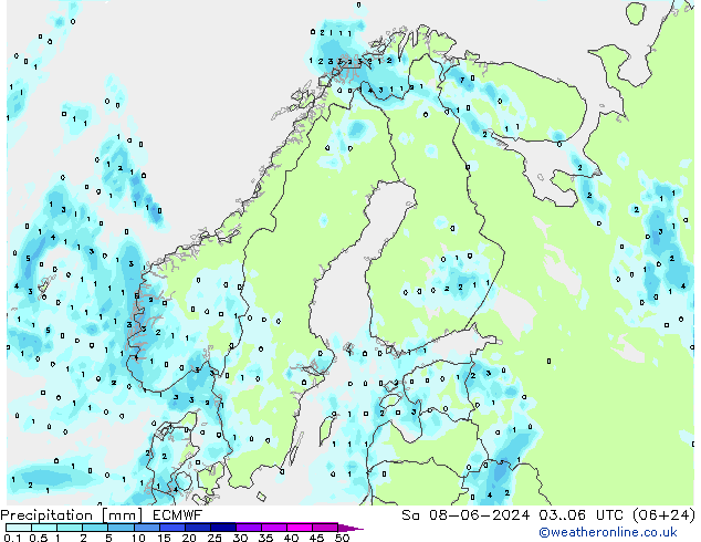 Precipitación ECMWF sáb 08.06.2024 06 UTC