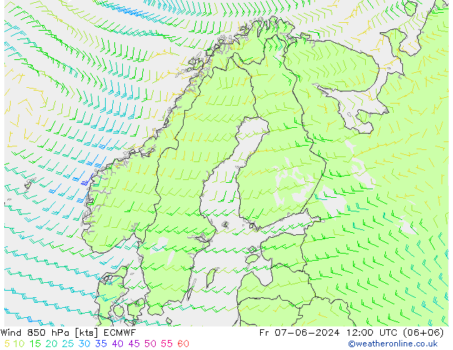 Wind 850 hPa ECMWF Fr 07.06.2024 12 UTC