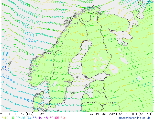 Rüzgar 850 hPa ECMWF Cts 08.06.2024 06 UTC