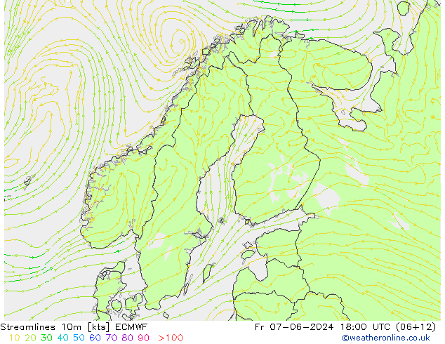 Stromlinien 10m ECMWF Fr 07.06.2024 18 UTC