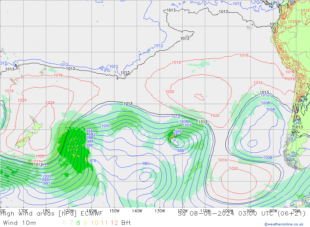 High wind areas ECMWF сб 08.06.2024 03 UTC