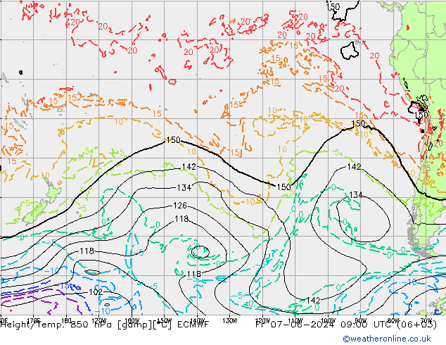 Height/Temp. 850 hPa ECMWF Pá 07.06.2024 09 UTC