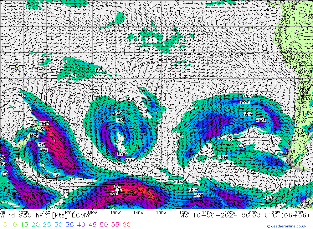 Rüzgar 950 hPa ECMWF Pzt 10.06.2024 00 UTC