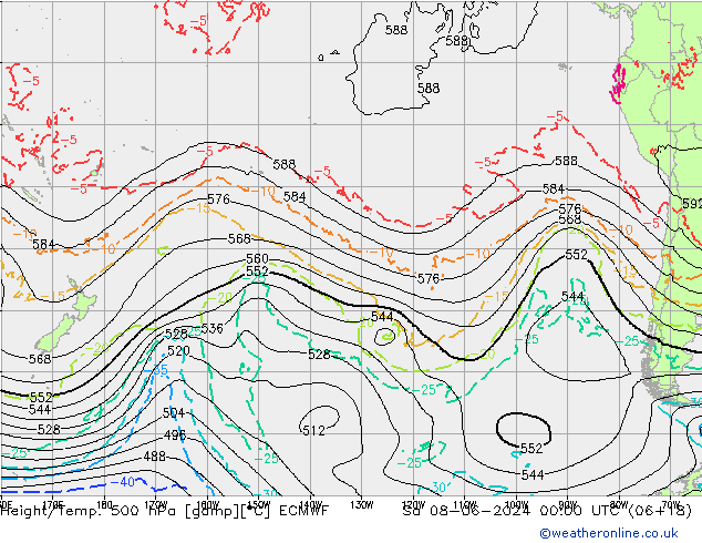 Height/Temp. 500 гПа ECMWF сб 08.06.2024 00 UTC